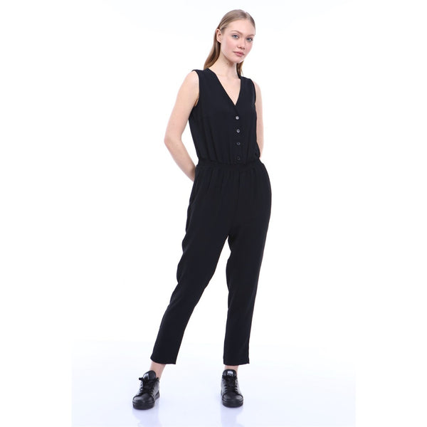 Black Sleeveless Jumpsuit | Montivo Pakistan