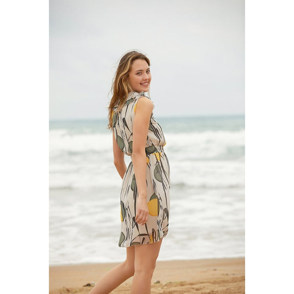 Green Frill Neck Chiffon Dress | Montivo Pakistan