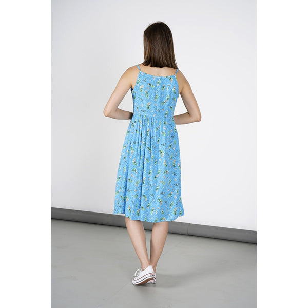Blue Sleeveless Printed Viscose Dress | Montivo Pakistan