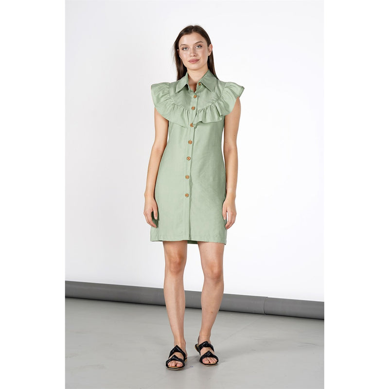 Light Green Neck Frill Dress | Montivo Pakistan