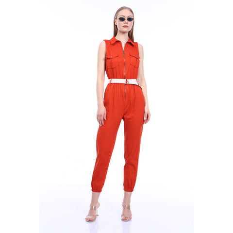 Red Denim Jumpsuit | Montivo Pakistan