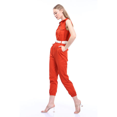 Red Denim Jumpsuit | Montivo Pakistan