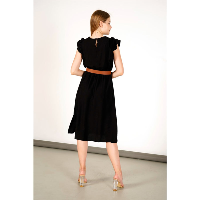 Black Side Slit Button Detailed Dress | Montivo Pakistan