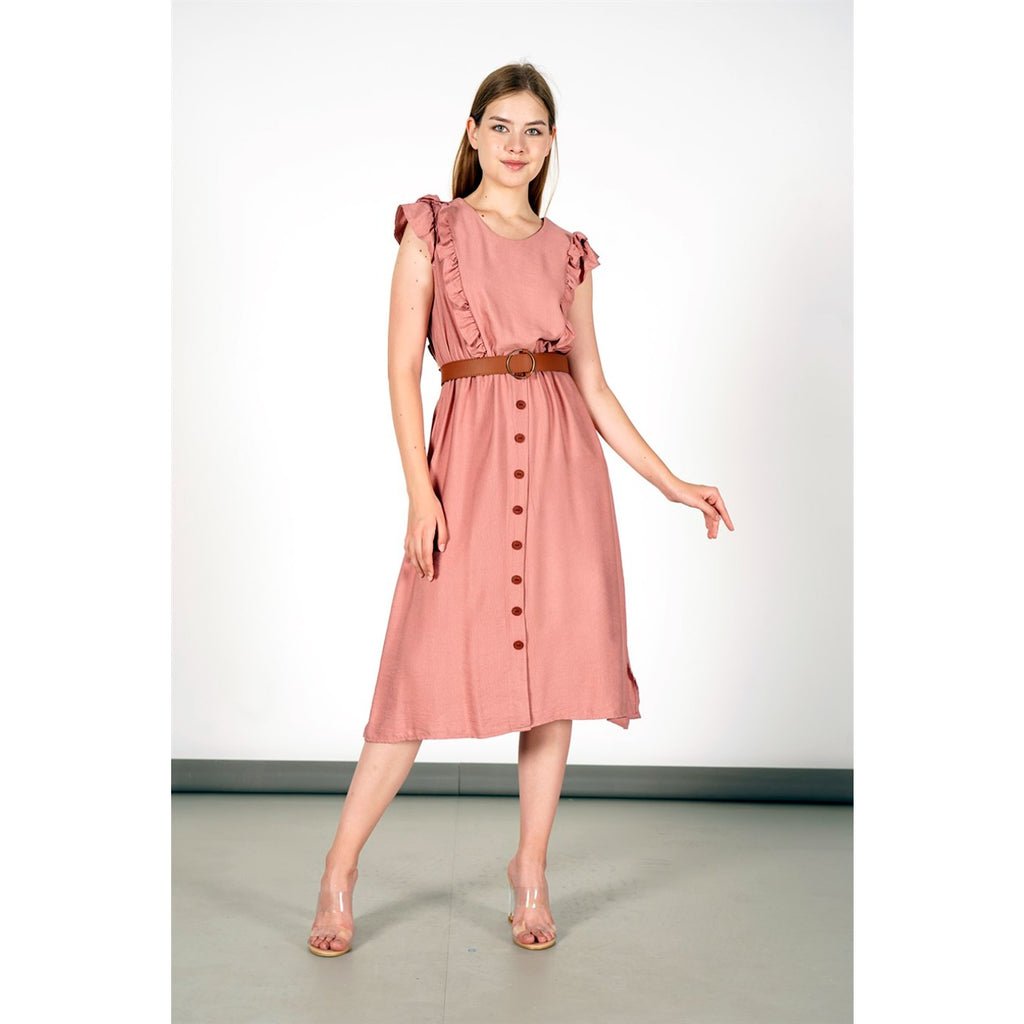 Rose Side Slit Button Detailed Dress | Montivo Pakistan