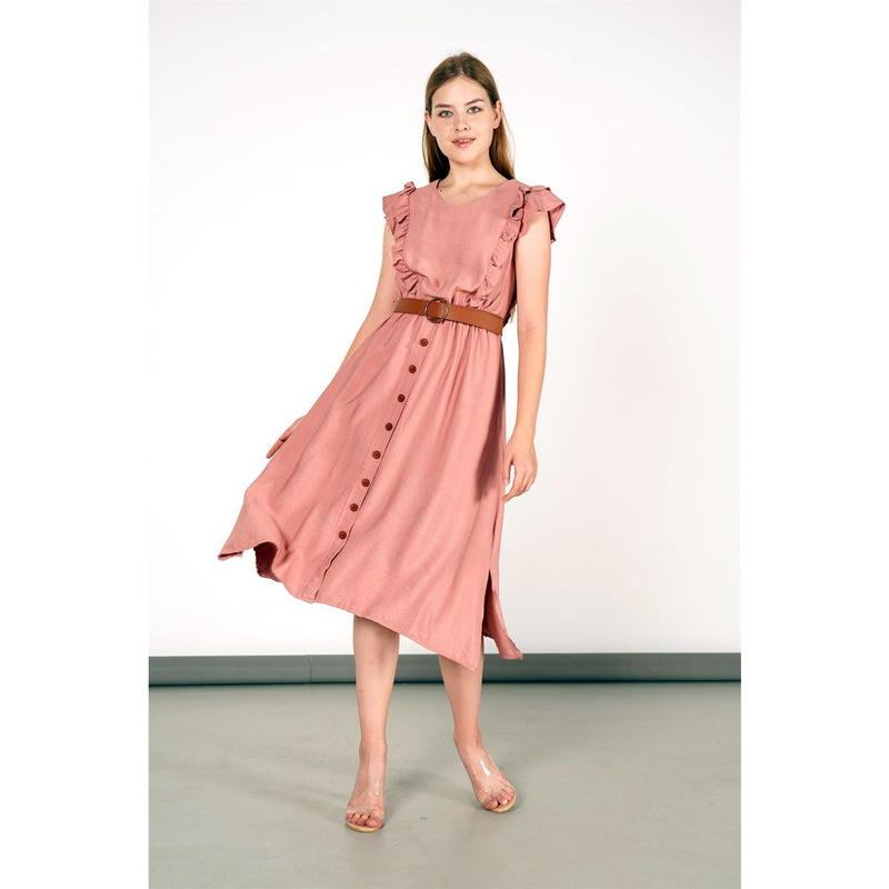 Rose Side Slit Button Detailed Dress | Montivo Pakistan