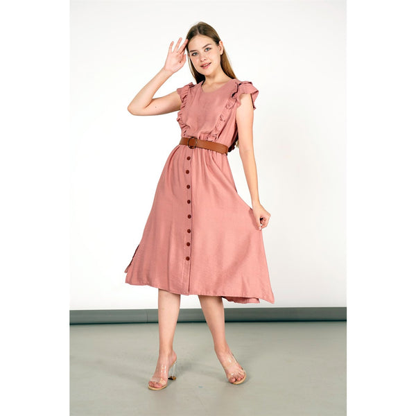 Rose Side Slit Button Detailed Dress | Montivo Pakistan