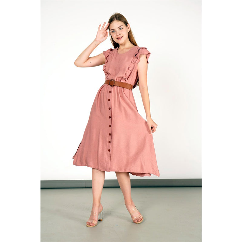 Rose Side Slit Button Detailed Dress | Montivo Pakistan