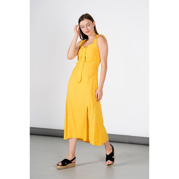Mustard Neck Detailed Dress | Montivo Pakistan
