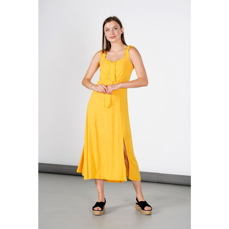 Mustard Neck Detailed Dress | Montivo Pakistan