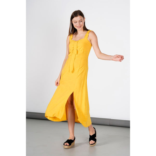 Mustard Neck Detailed Dress | Montivo Pakistan