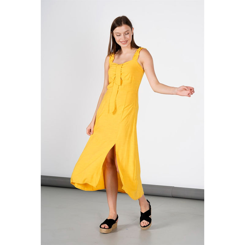 Mustard Neck Detailed Dress | Montivo Pakistan