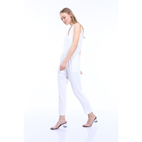 White Waist Pleated Jumpsuit | Montivo Pakistan