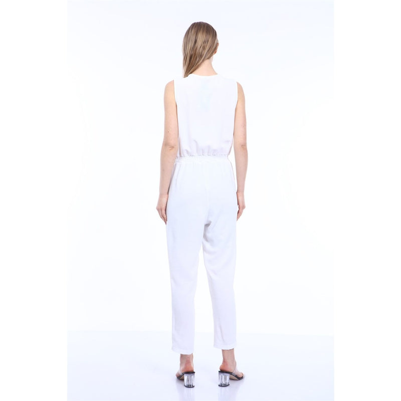 White Waist Pleated Jumpsuit | Montivo Pakistan