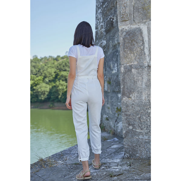 White Dungaree Denim Jumpsuit | Montivo Pakistan