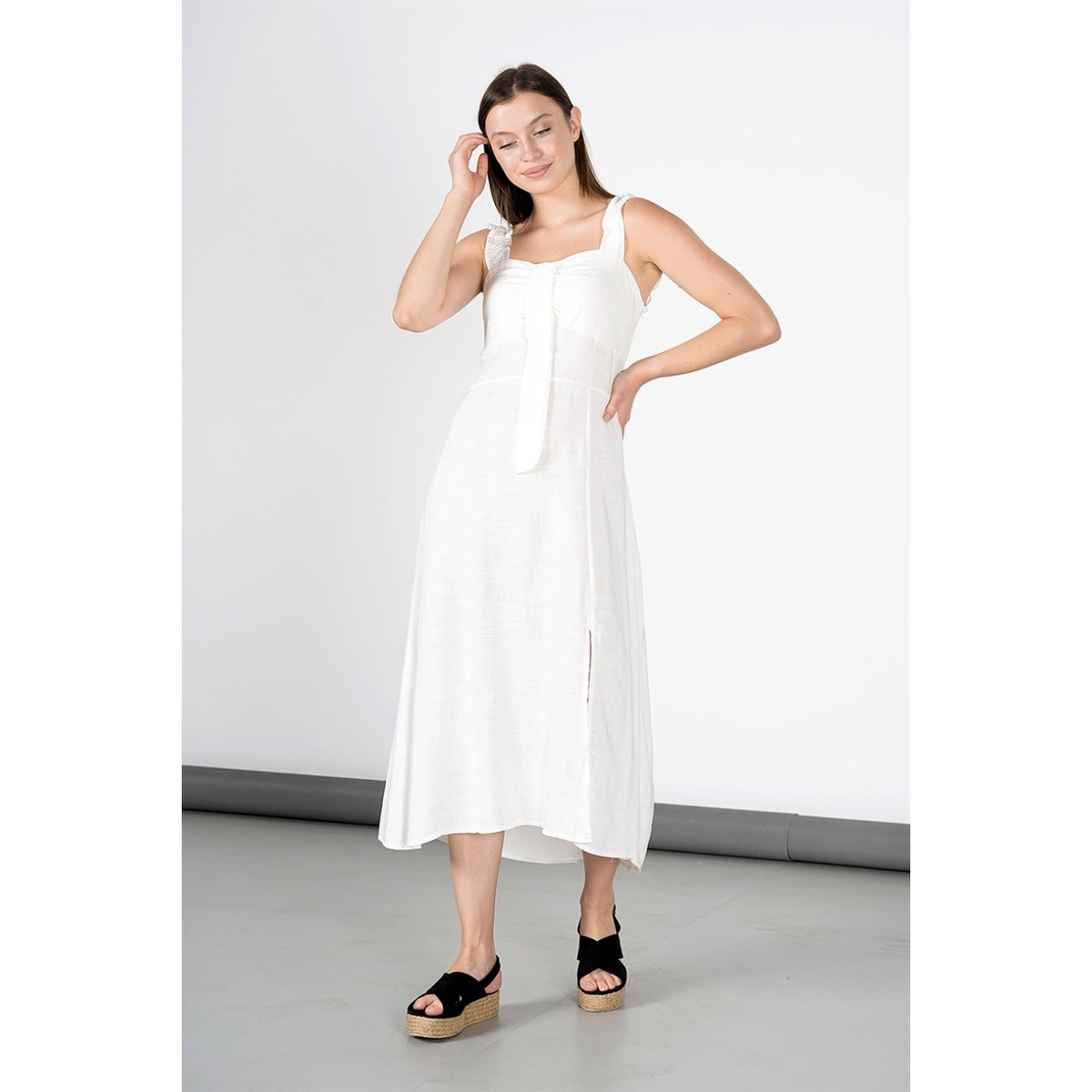 White Front Laced Back Strap Dress | Montivo Pakistan