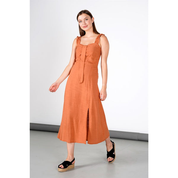 Rust Front Laced Back Strap Dress | Montivo Pakistan
