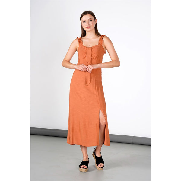 Rust Front Laced Back Strap Dress | Montivo Pakistan