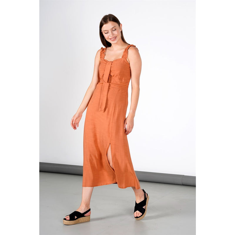 Rust Front Laced Back Strap Dress | Montivo Pakistan