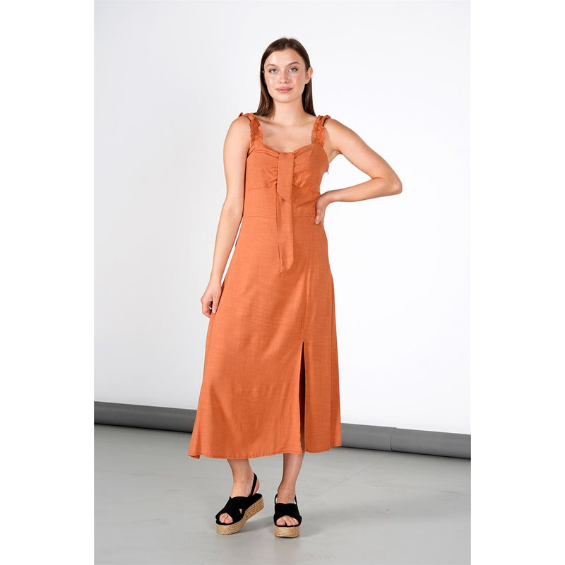 Rust Front Laced Back Strap Dress | Montivo Pakistan