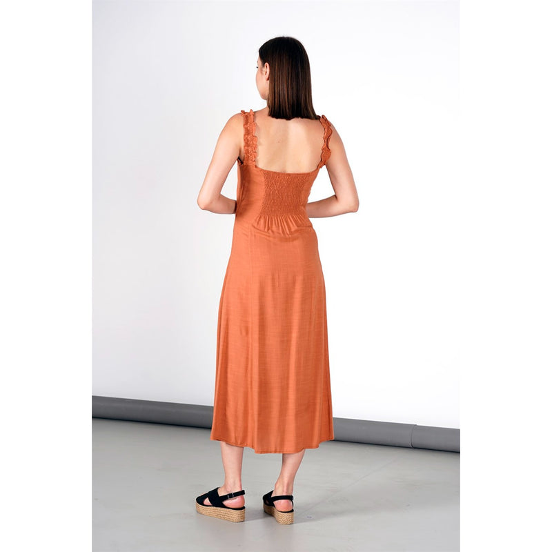 Rust Front Laced Back Strap Dress | Montivo Pakistan