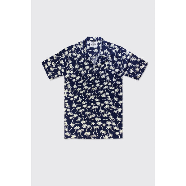 Navy Floral Pattern Half Sleeves Hawaiian Shirt | Montivo Pakistan