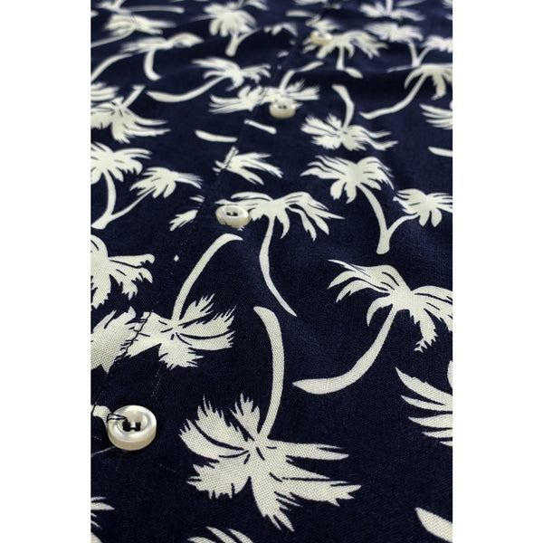 Navy Floral Pattern Half Sleeves Hawaiian Shirt | Montivo Pakistan