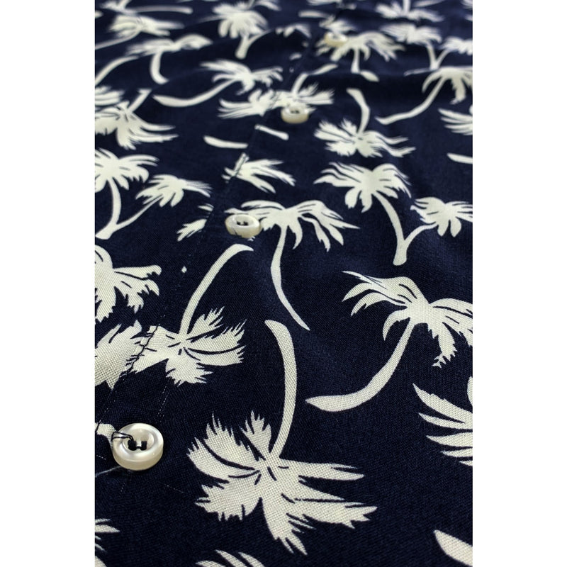 Navy Floral Pattern Half Sleeves Hawaiian Shirt | Montivo Pakistan