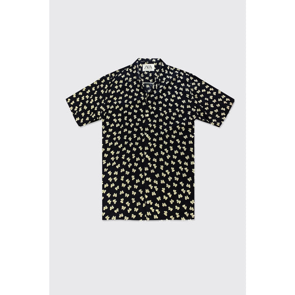 Floral Pattern Black Half Sleeves Shirt | Montivo Pakistan