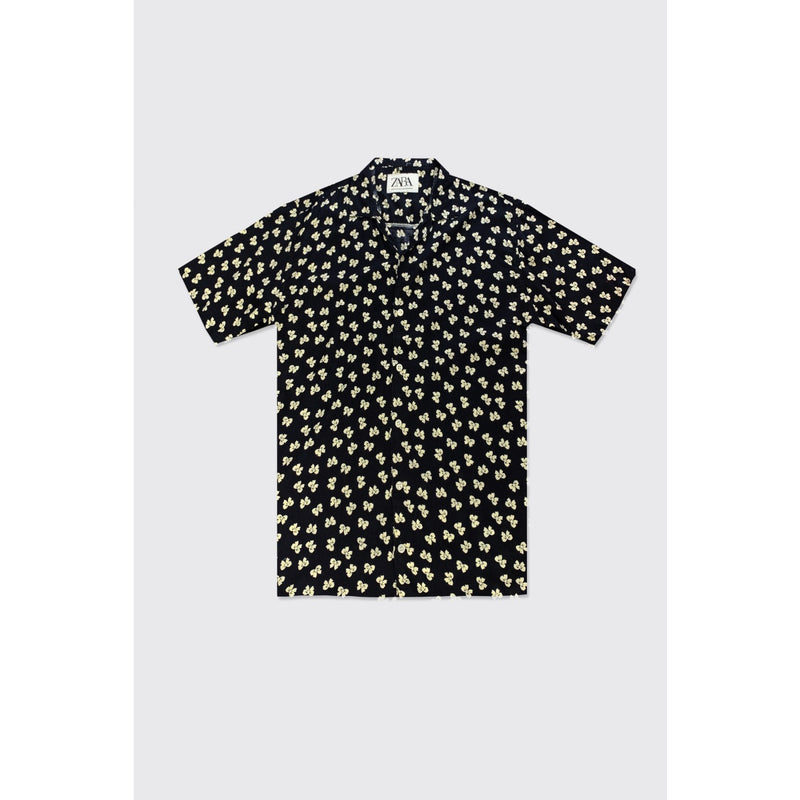 Floral Pattern Black Half Sleeves Shirt | Montivo Pakistan