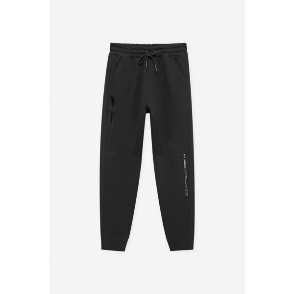 PB Black Polyester Slim Joggers | Montivo Pakistan