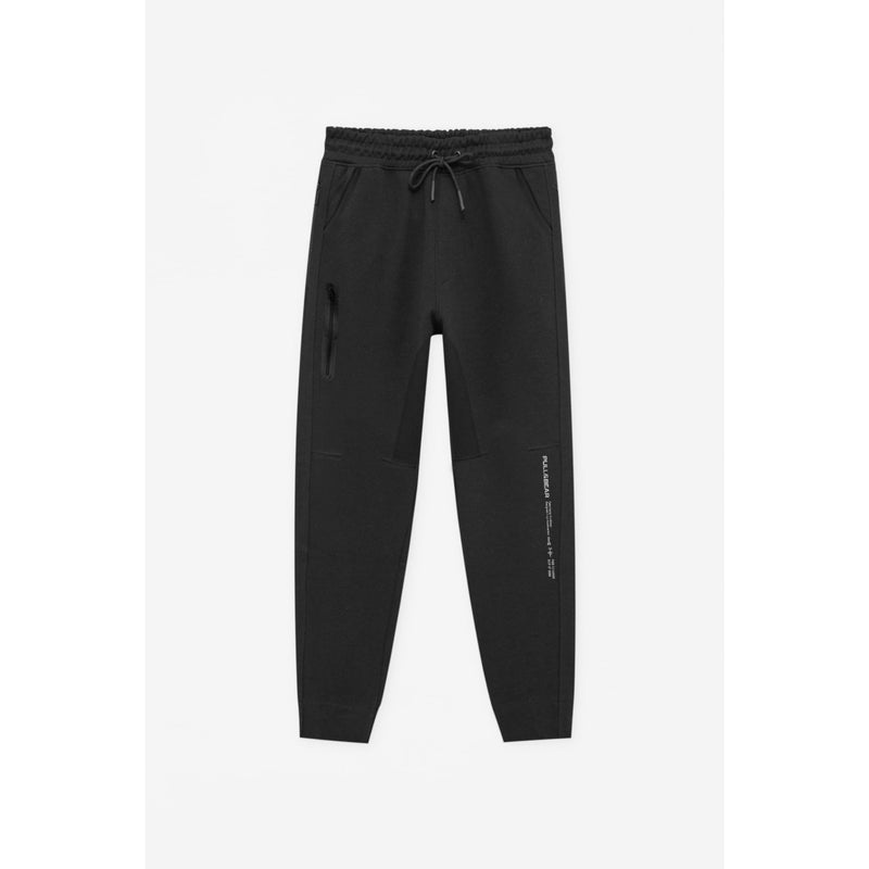 PB Black Polyester Slim Joggers | Montivo Pakistan
