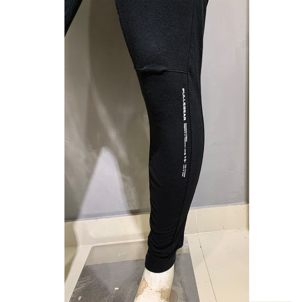 PB Black Polyester Slim Joggers | Montivo Pakistan