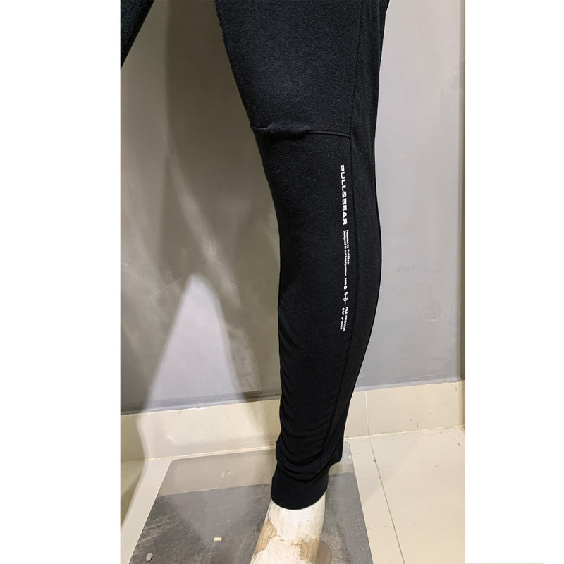 PB Black Polyester Slim Joggers | Montivo Pakistan