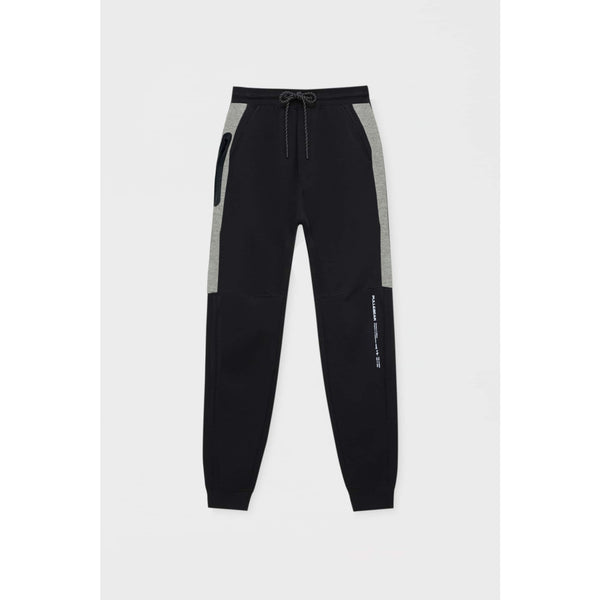 PB Black Contrast Panel Slim Joggers | Montivo Pakistan