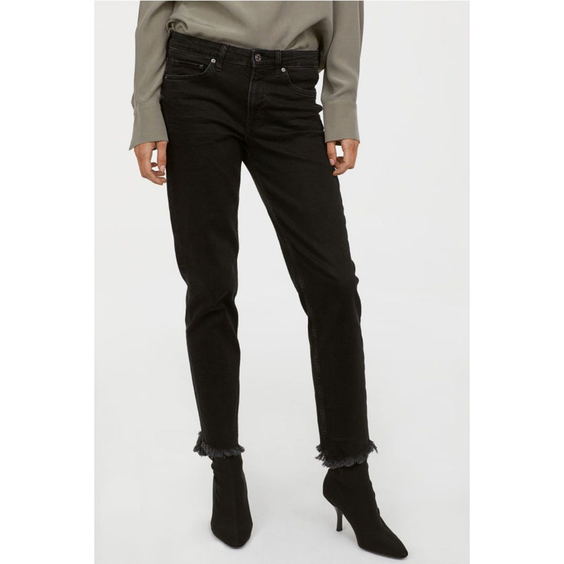HM Girlfriend Fit Black Raw Hem Jeans | Montivo Pakistan