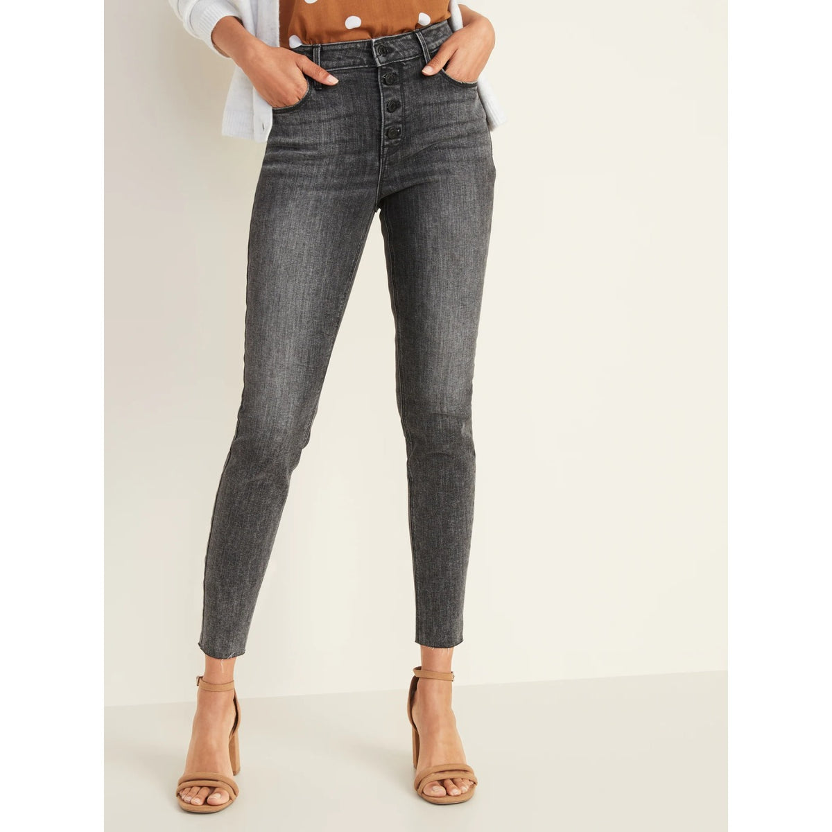ON High Waist Charcoal Button Fly Jeans | Montivo Pakistan
