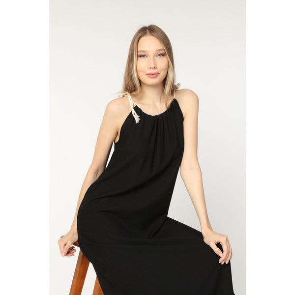 Black Offshoulder Pleated Dress | Montivo Pakistan