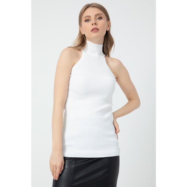 Sleeveless Turtleneck White Top | Montivo Pakistan