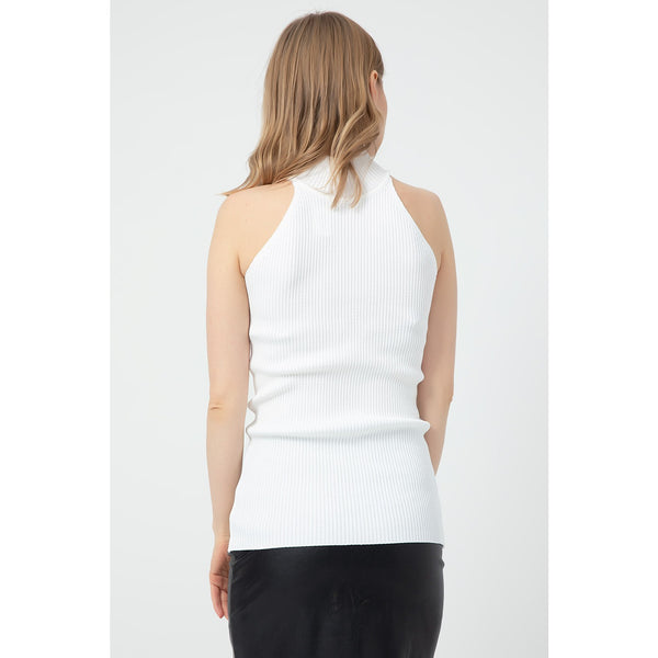 Sleeveless Turtleneck White Top | Montivo Pakistan