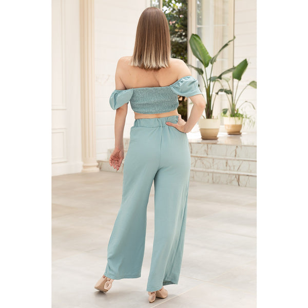 Blue Cropped Co-ord Set | Montivo Pakistan