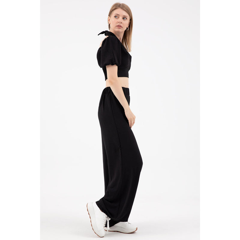 Black Cropped Co-ord Set | Montivo Pakistan