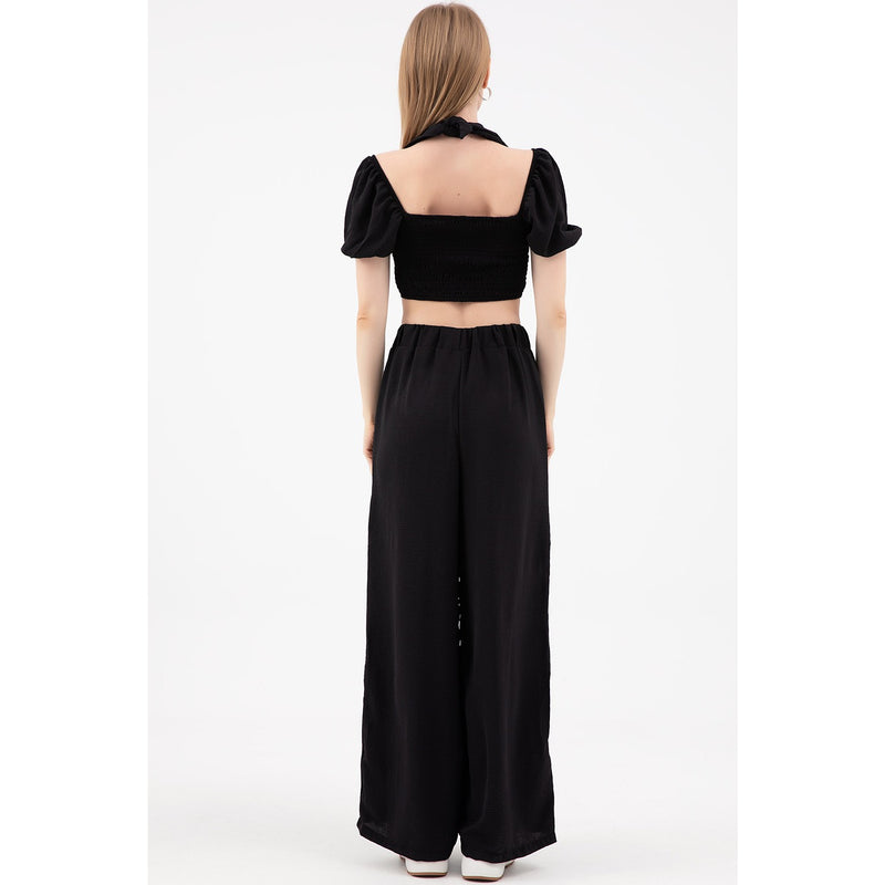 Black Cropped Co-ord Set | Montivo Pakistan