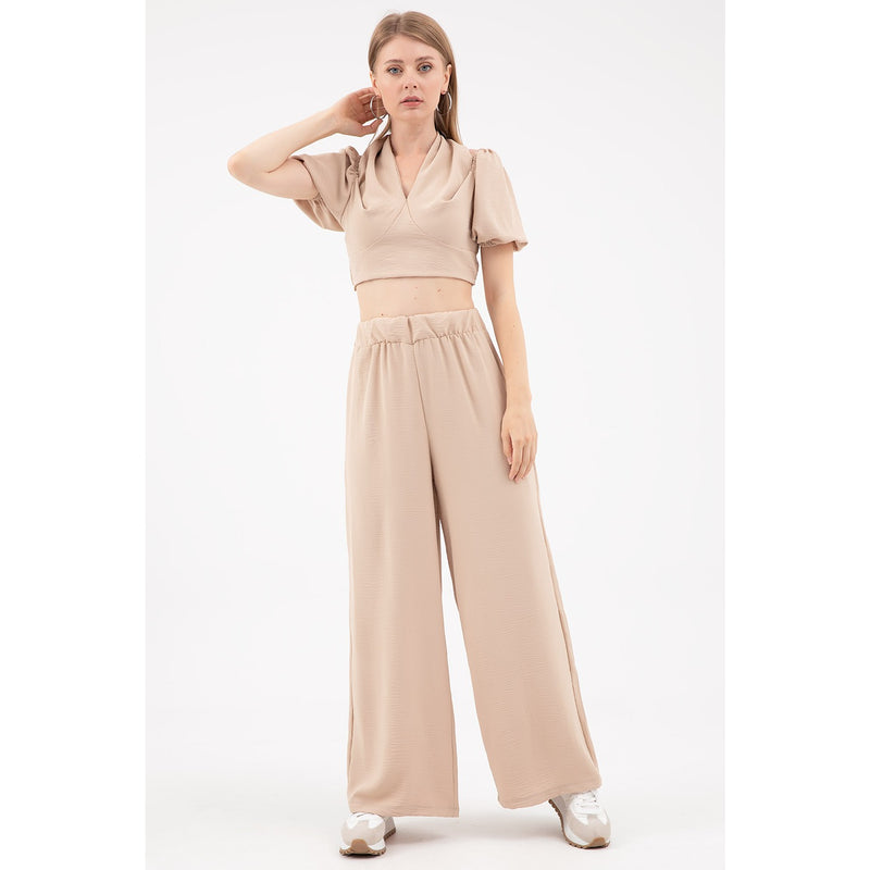 Beige Cropped Co-ord Set | Montivo Pakistan