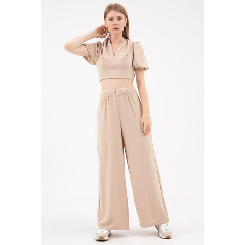 Beige Cropped Co-ord Set | Montivo Pakistan