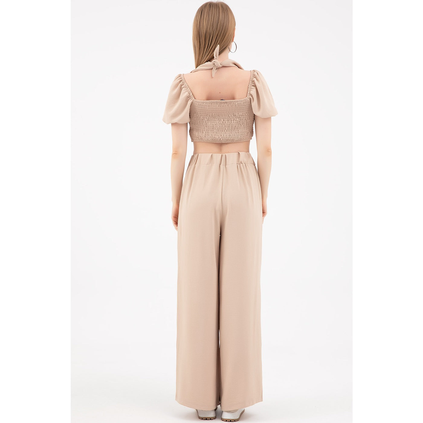 Beige Cropped Co-ord Set | Montivo Pakistan