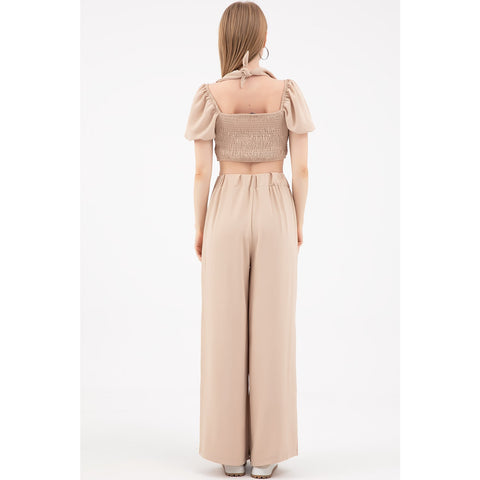 Beige Cropped Co-ord Set | Montivo Pakistan