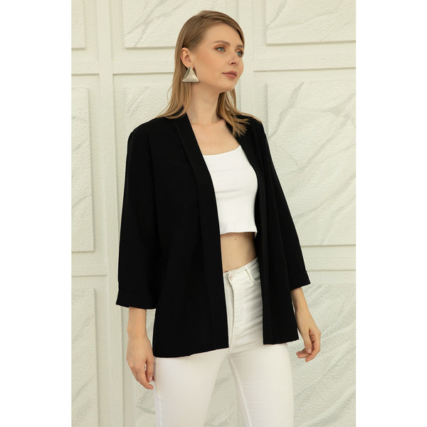 Navy Short Sleeves Shawl Jacket | Montivo Pakistan