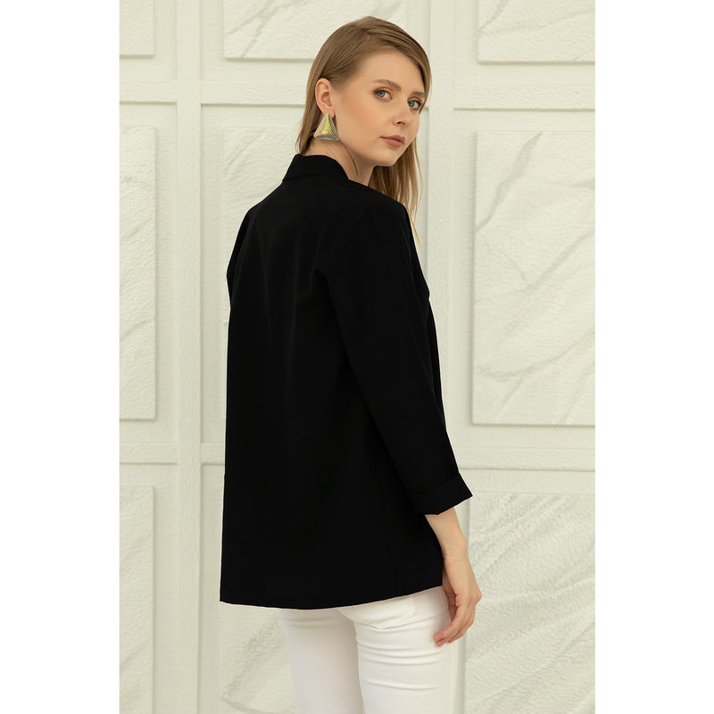 Navy Short Sleeves Shawl Jacket | Montivo Pakistan