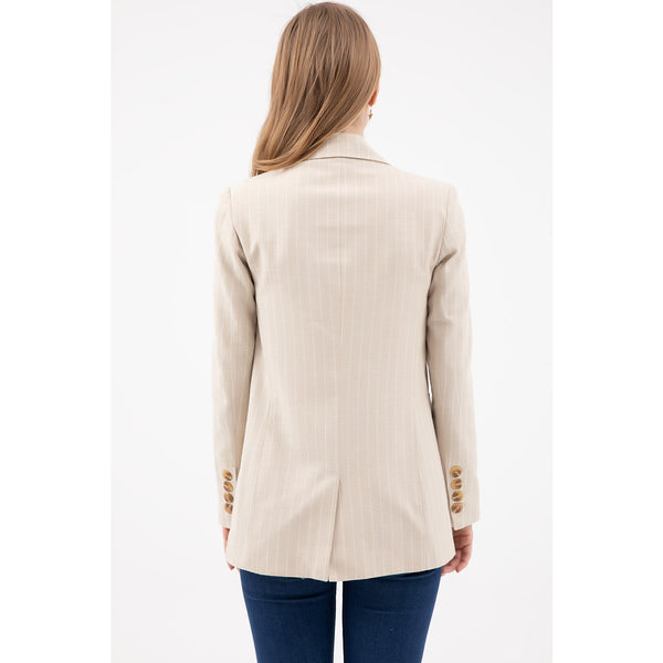 Beige Striped Blazer Jacket | Montivo Pakistan