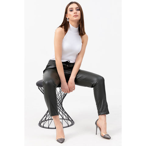 Faux Leather Dark Green Pants | Montivo Pakistan